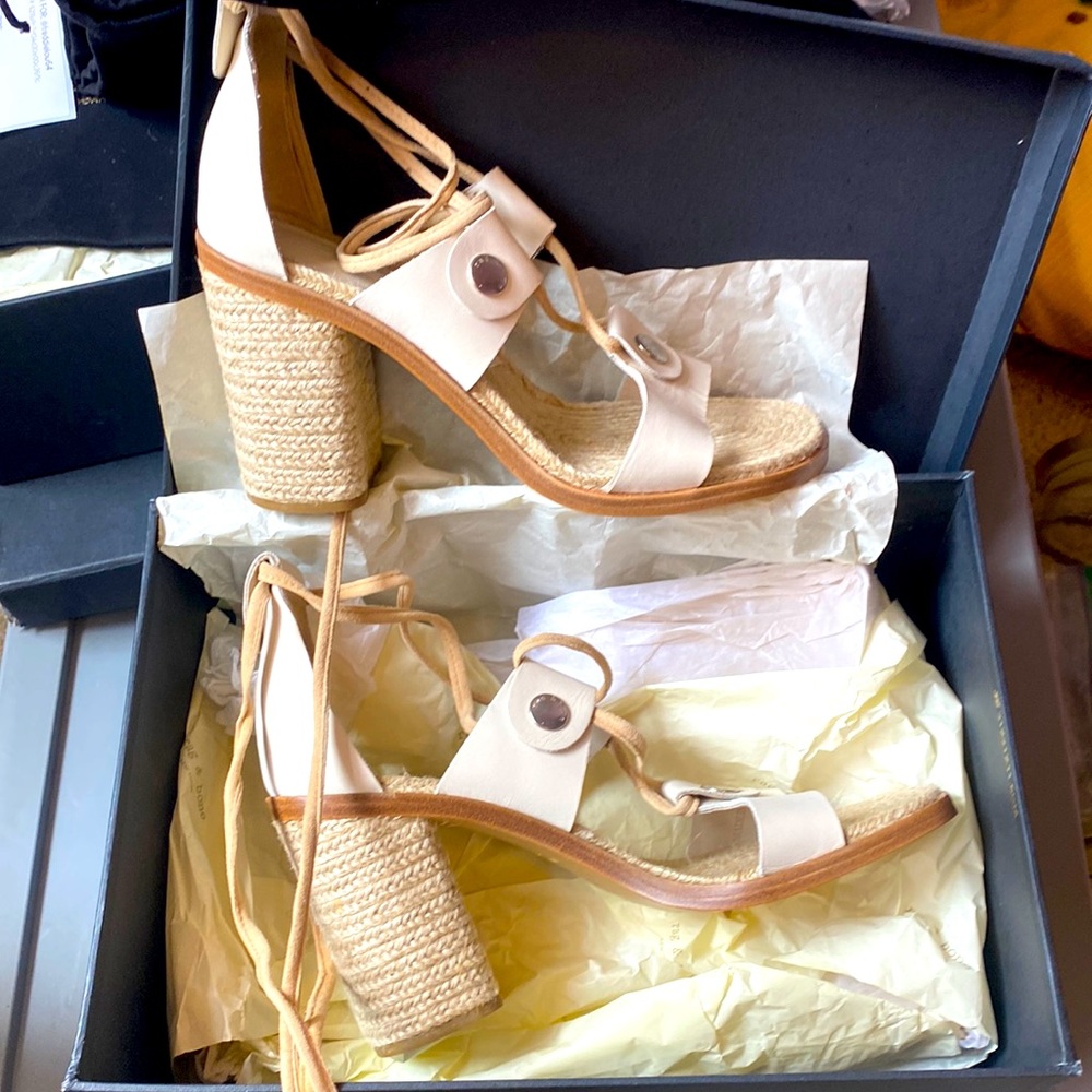 Rag&Bone Eden Lace Up heeled sandals in Ivory